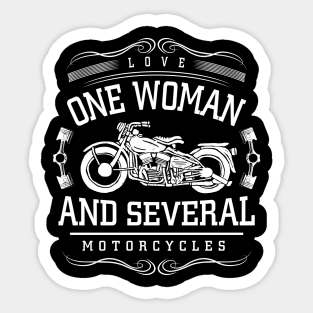 Love One Woman and Several Motorcycles Sticker